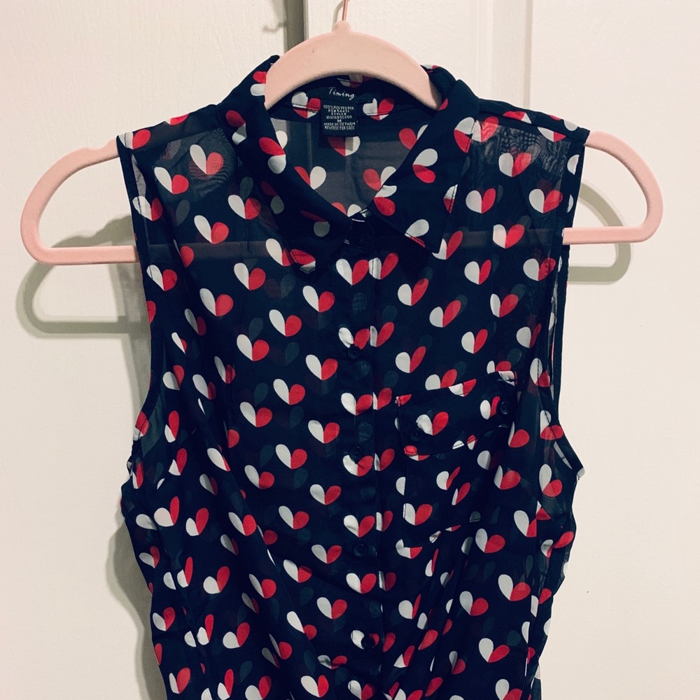😍Sweet heart Collared Pocket Shirt Romantic❤️💞❤️